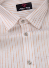 Linen Jute White Colour with Golden Line Shirt for Men