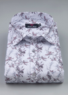 Linen digital. Print white with brown flowermens shirt 749
