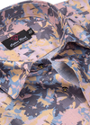 Linen Digital Emboss Print Peach with Grey Colour Flower Print Men's Shirt