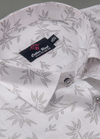 Turkey Linen White Shirt with Grey Floral Print II for Men