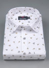 Linen cotton.White with Grey Gold Zimmi Print Mens Shirt