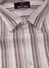 Linen Cream with Light Brown Colour Lining Big Patta Shirt for Men