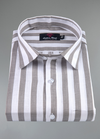 Linen White with Grey Colour Big Patta for Mens Shirt