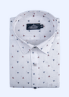 Linen Cotton Turkey Trangle Print White With Red Blue Touch Shirts