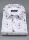Linen cotton White with Red Mehrun Multicolour Print Mens Shirt