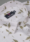 Turkey Linen White Shirt with Mehndi Floral Print for Men