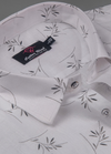 Turkey Linen White Shirt with Grey & Rust Print for Men