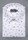Linen cotton.White with Grey Gold Zimmi Print Mens Shirt
