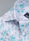 Linen Digital Small Flower Printed Shirt for Men – White with C. Green Colour