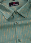 Linen Jute Pista Colour with Golden Line Shirt for Men