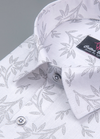 Linen .cotton.White with Light Grey Snowdrift flowerPrint Mens Shirt