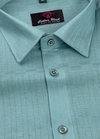 Linen Jute Mint Colour with Golden Line Shirt for Men