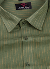 Linen Jute Mehndi Colour with Golden Line Shirt for Men