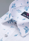 Linen cotton.White with Sky Blue Colour Flower Print Mens Shirt
