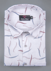 Linencotton White with Blue Mehrun Messy Print Mens Shirt