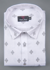Linen cotton. White with Grey Colour Abrolic Print Mens Shirt