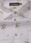 Turkey Linen White Shirt with Mehndi Belgium Print for Men