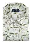 Linen Digital Star Print Cream with Mehndi Color Men’s Shirt