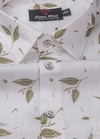 Turkey Linen White Shirt with Mehndi Floral Print for Men