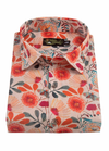 Linen Rusiyano Digital Printed Peach With Dark Orange Flower Print Men’s Shirt
