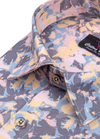 Linen Digital Emboss Print Peach with Grey Colour Flower Print Men's Shirt