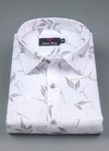 Linen cotton Print White with Grey Colour Flower Print Mens Shirt