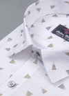Linen cotton.White with Grey Gold Zimmi Print Mens Shirt