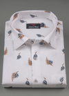 Turkey Linen White Shirt with Blue & Gold Print for Men