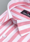 Linen White with Pink Colour Big Patta for Mens Shirt