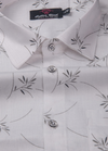 Turkey Linen White Shirt with Grey & Rust Print for Men