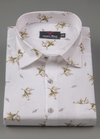 Turkey Linen White Shirt with Mehndi Belgium Print for Men