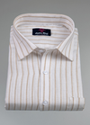 Linen White with Foam Colour Big Stripes Shirt for Men