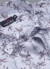 Linen digital. Print white with brown flowermens shirt 749