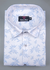 Linencotton. White with Light Blue Ice Print Mens Shirt