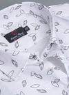 Linen cotton. White with Grey Black Joshua Print Mens Shirt