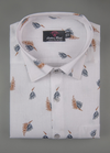 Turkey Linen White Shirt with Blue & Gold Print for Men