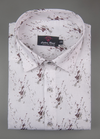 Turkey Linen White Shirt with Grey & Maroon Print for Men