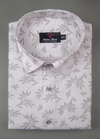 Turkey Linen White Shirt with Grey Floral Print II for Men
