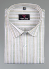 Linen Cream with Mehndi Touch Lining Patta Shirt for Men