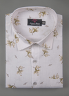 Turkey Linen White Shirt with Mehndi Belgium Print for Men