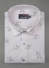 Turkey Linen White Shirt with Grey & Rust Print for Men