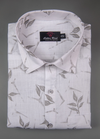 Turkey Linen White Shirt with Grey Floral Print for Men
