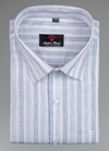 Linen White with Blue New Lining Patta Shirt for Men