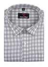 Linen White with Grey Colour Checks Shirt for Men