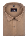 Linen Jute Dark Foam Colour with Golden Line Shirt for Men
