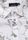 Turkey Linen White Shirt with Grey Floral Print for Men