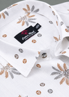 Turkey Linen White Shirt with Grey maroon flower Print for Men