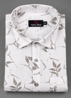 Turkey Linen White Shirt with Grey Floral Print for Men