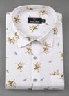 Turkey Linen White Shirt with Mehndi Belgium Print for Men