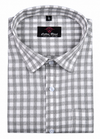 Linen White with Grey Colour Checks Shirt for Men